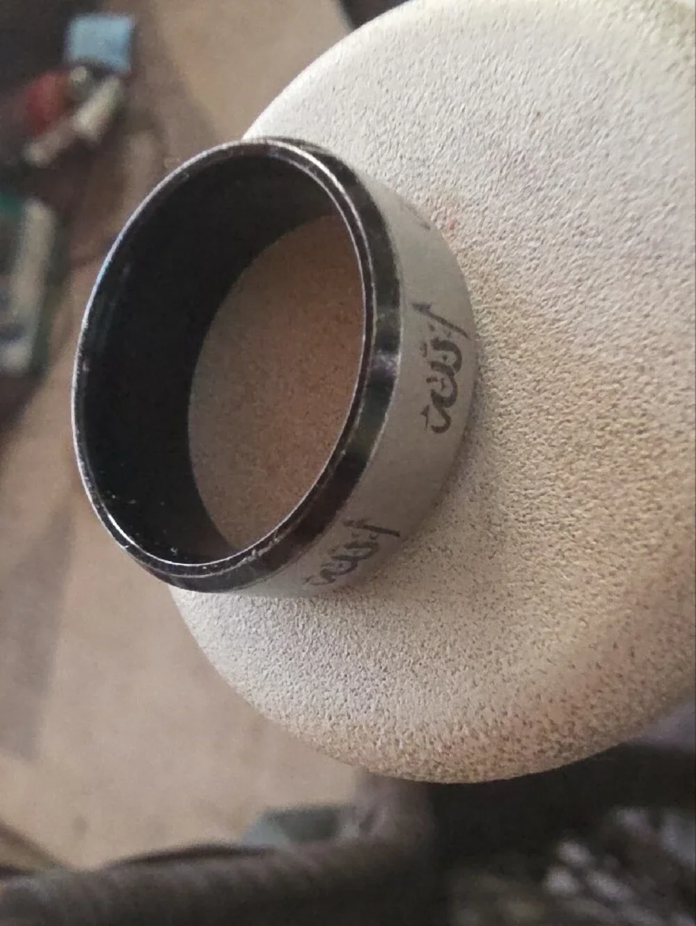 8mm Stainless Steel Totem Allah Black  Laser Fashion Men's Ring Sz 7.5